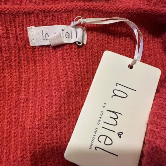 Red Midi Shoulder Tie Sweater Dress - Picture 15 of 15